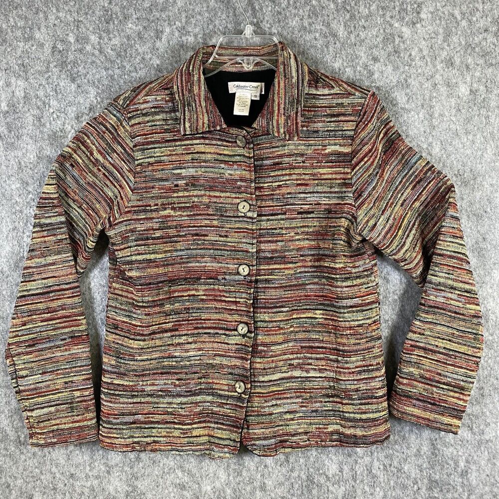 Coldwater Creek Multicolor Striped Textured Slub Jacket Women's Small